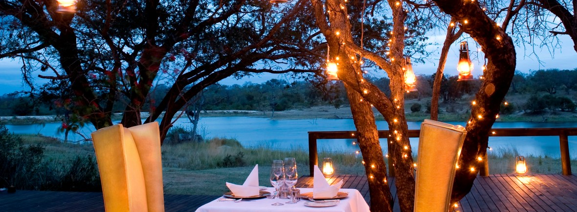 Romantic dinner on a safari honeymoon in South Africa