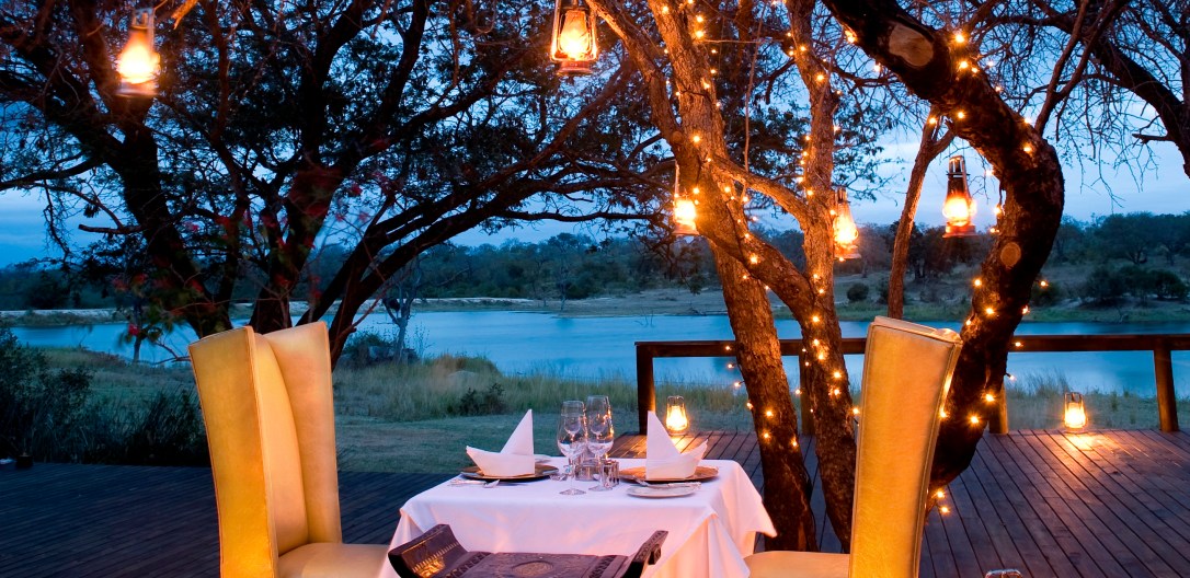 Romantic dinner on a safari honeymoon in South Africa