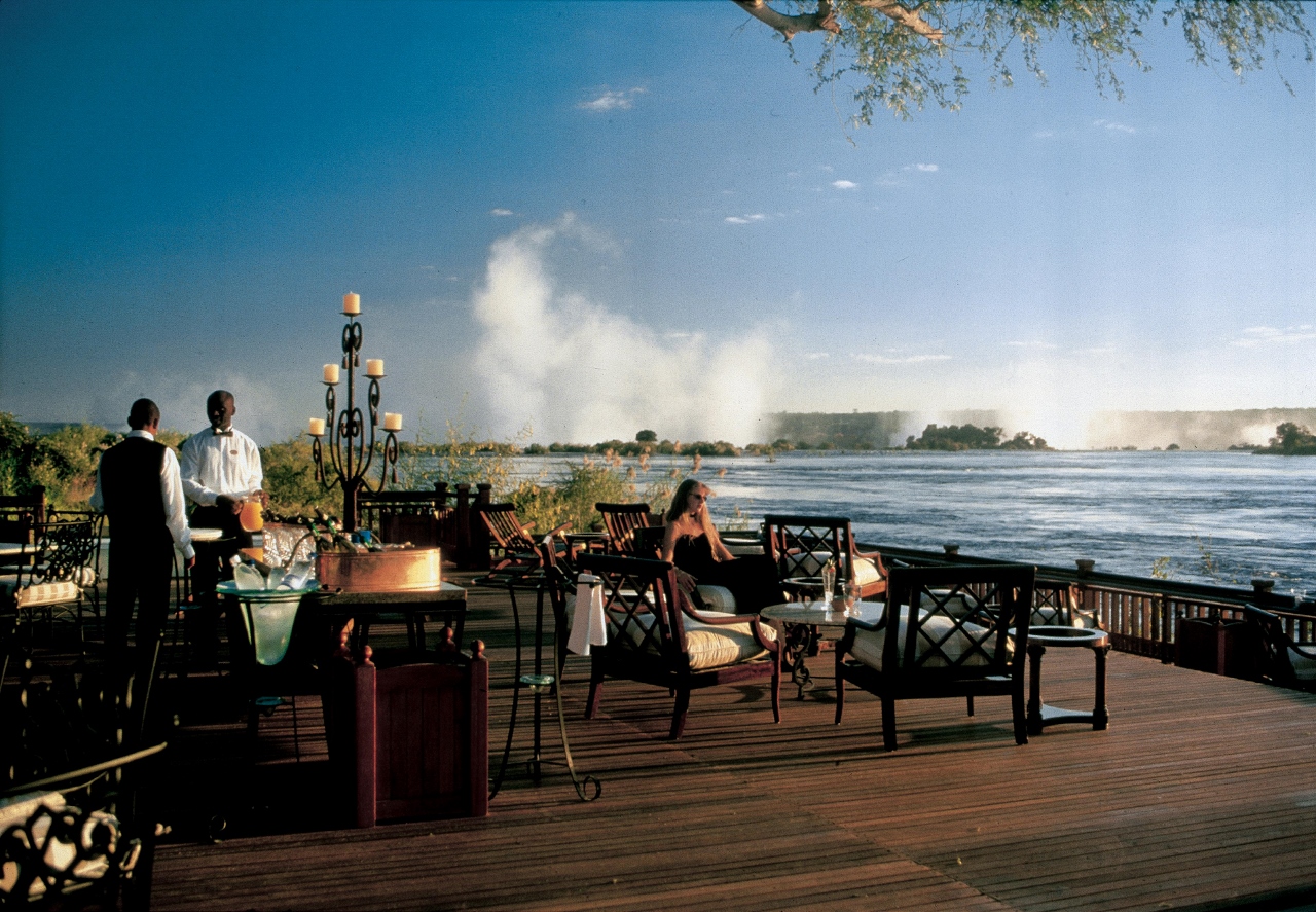 Deck at the Royal Livingstone, Victoria Falls