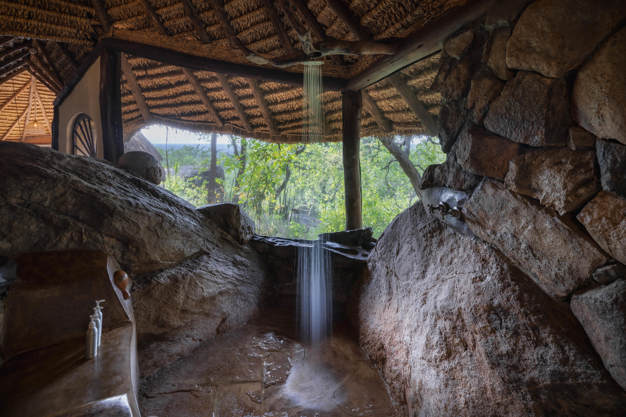 Rainforest shower at Elsa's Kopje
