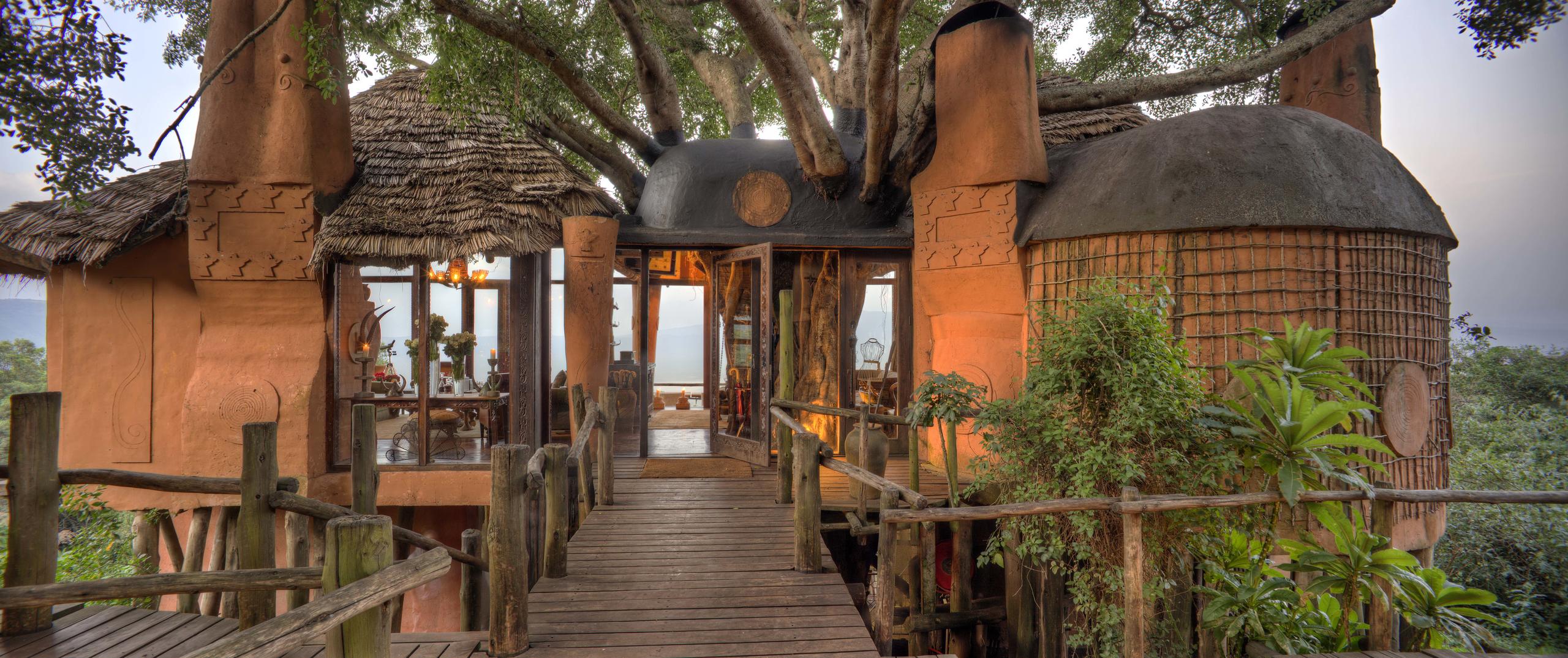 Main entrance to andbeyond ngorongoro crater lodge