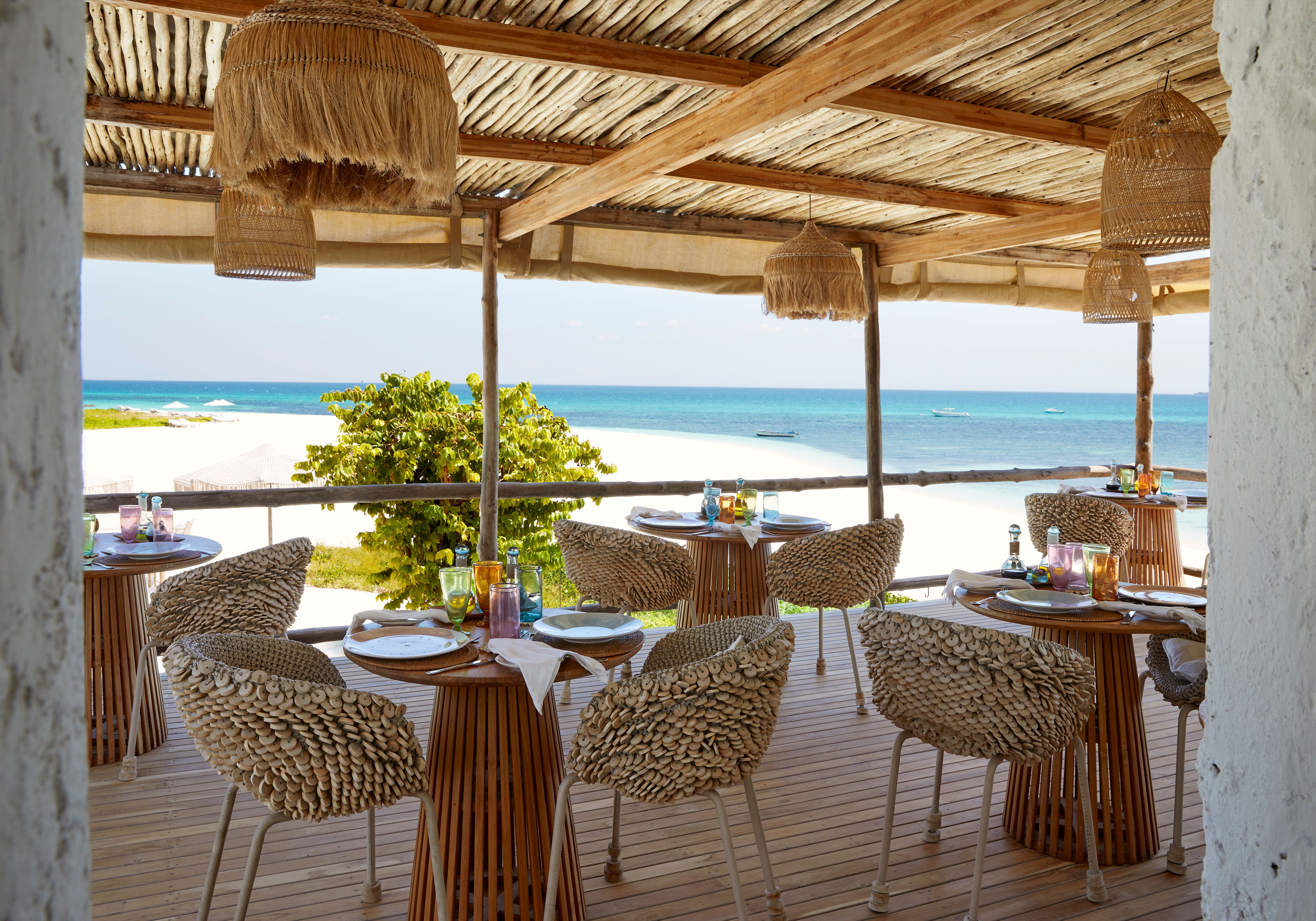Restaurant at Fanjove with views out to the beach