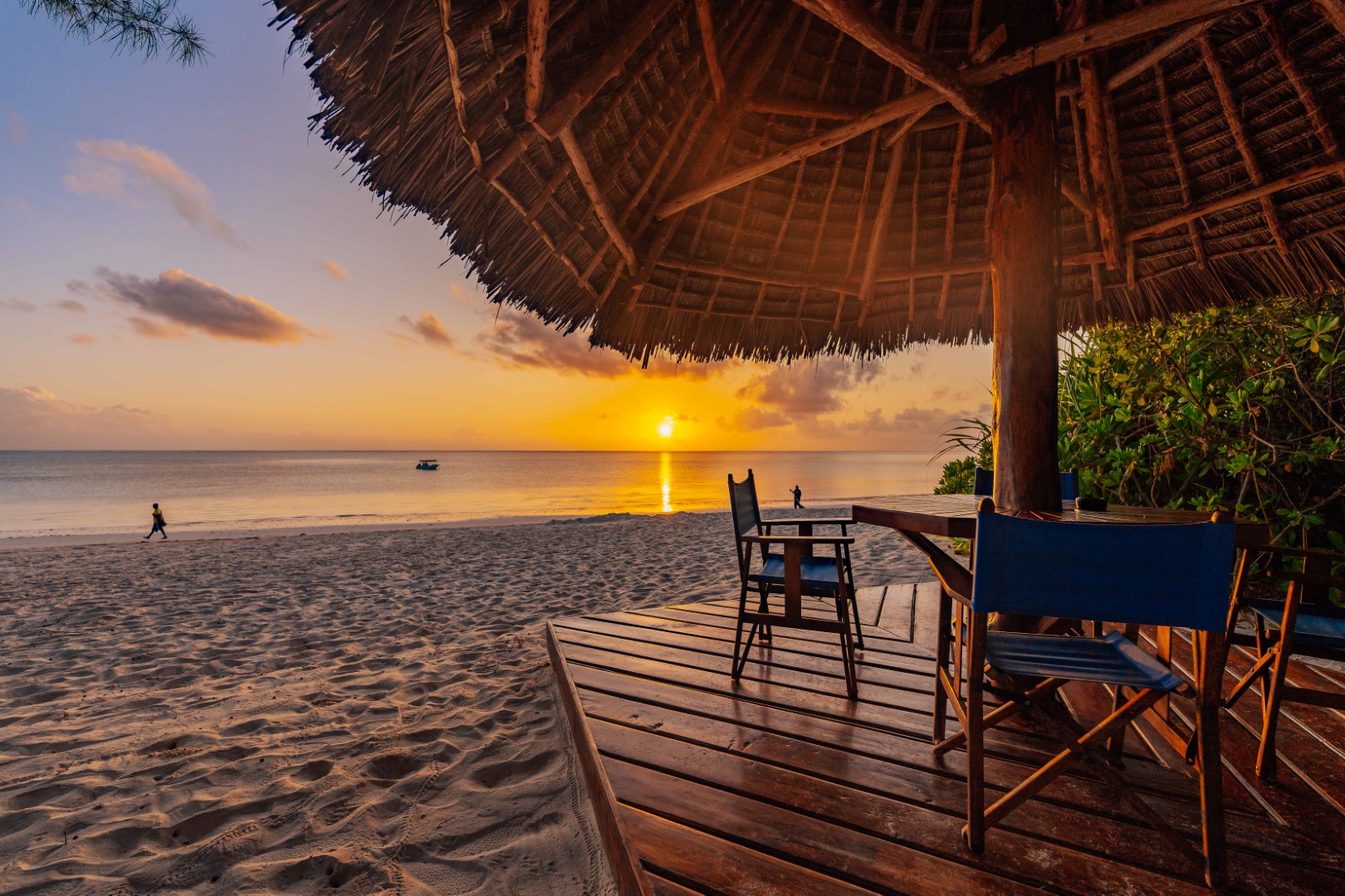 Sunset on the beach at Pongwe Beach Hotel