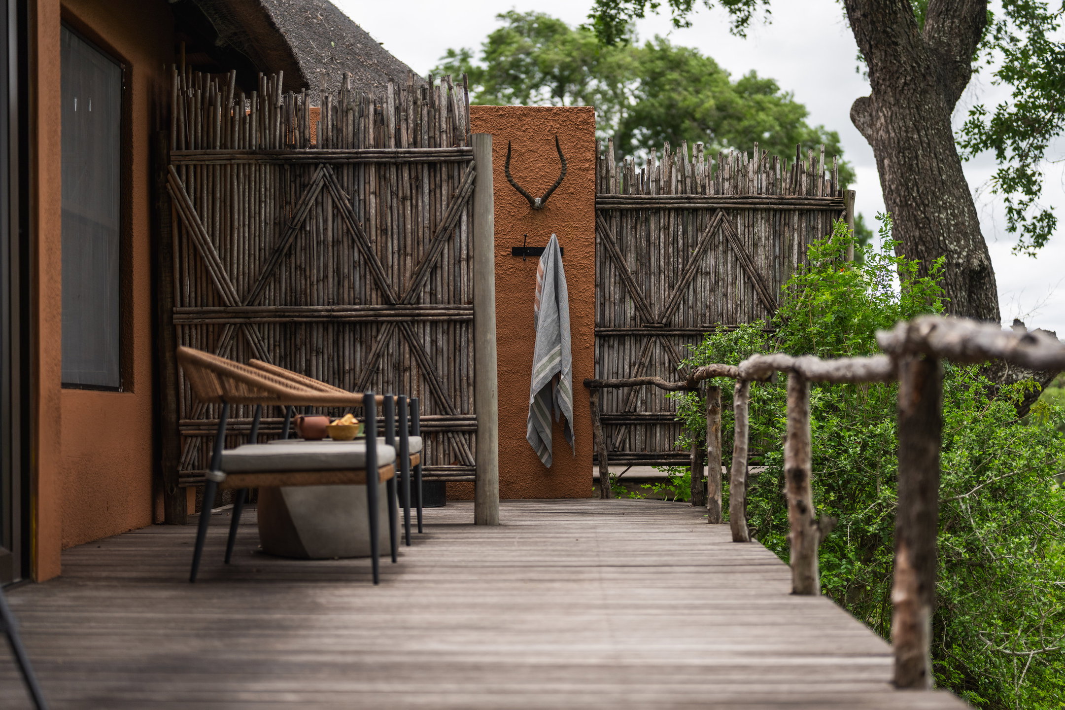Private deck overlooking the reserve at MalaMala Main Camp