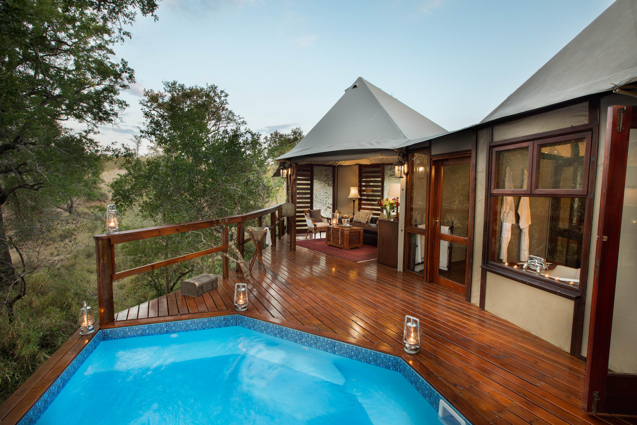 Private Pool and deck at Hamiltons tented camp