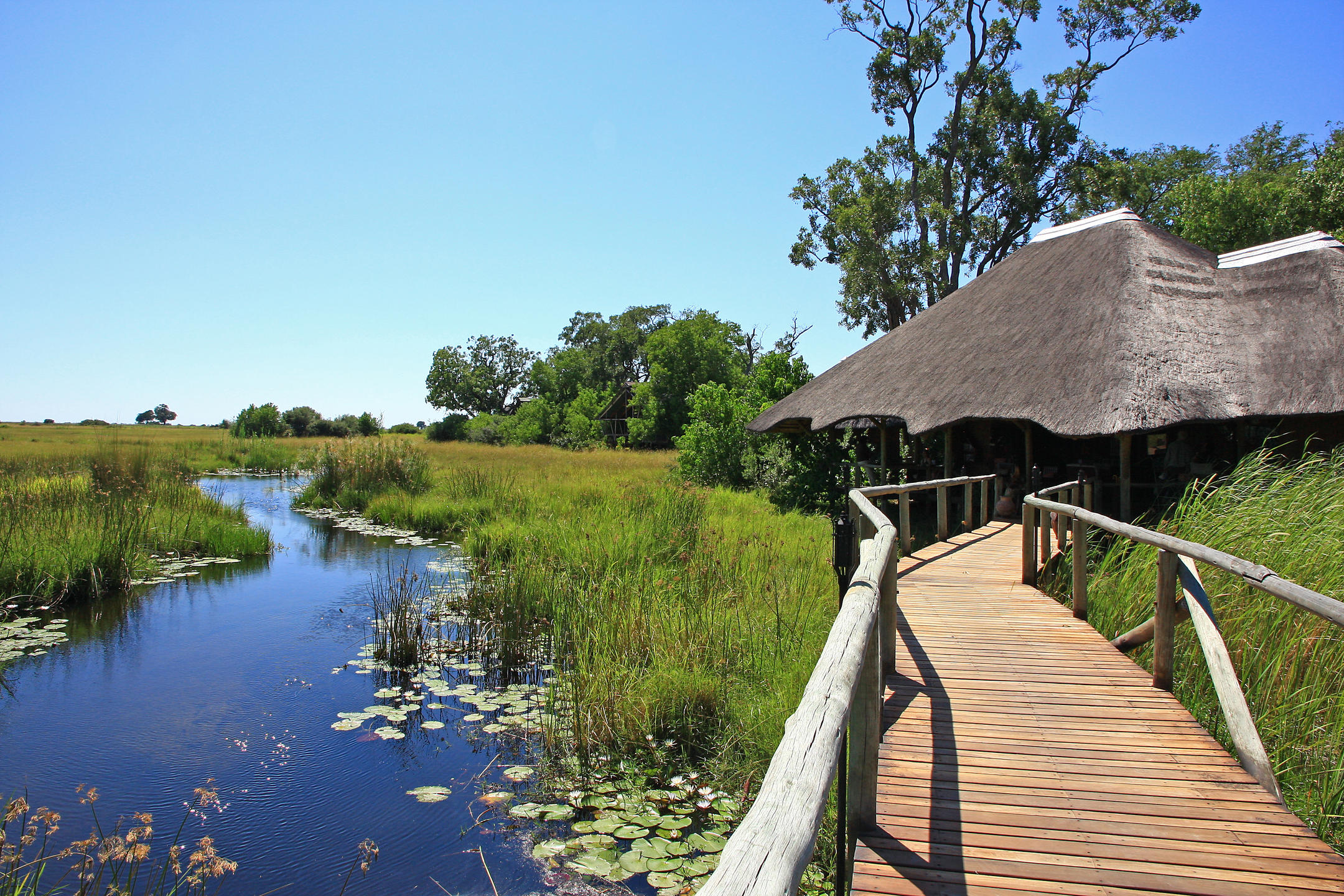 walkway at lebala camp alongside the Kwando River