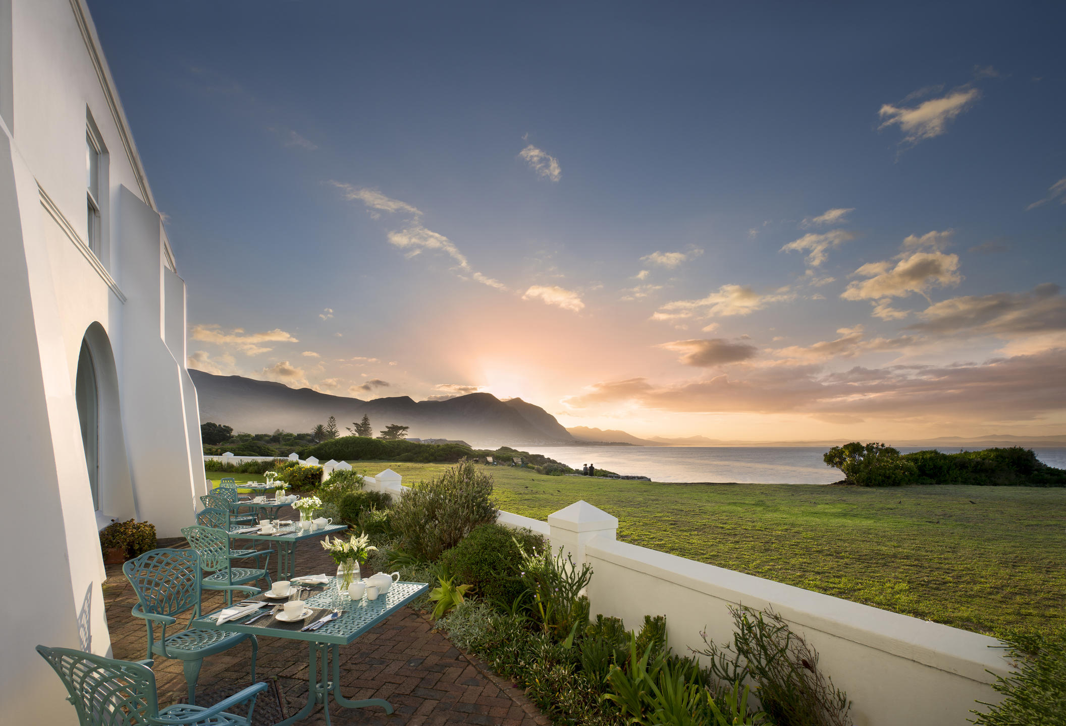 breakfast on the terrace at the Marine in Hermanus