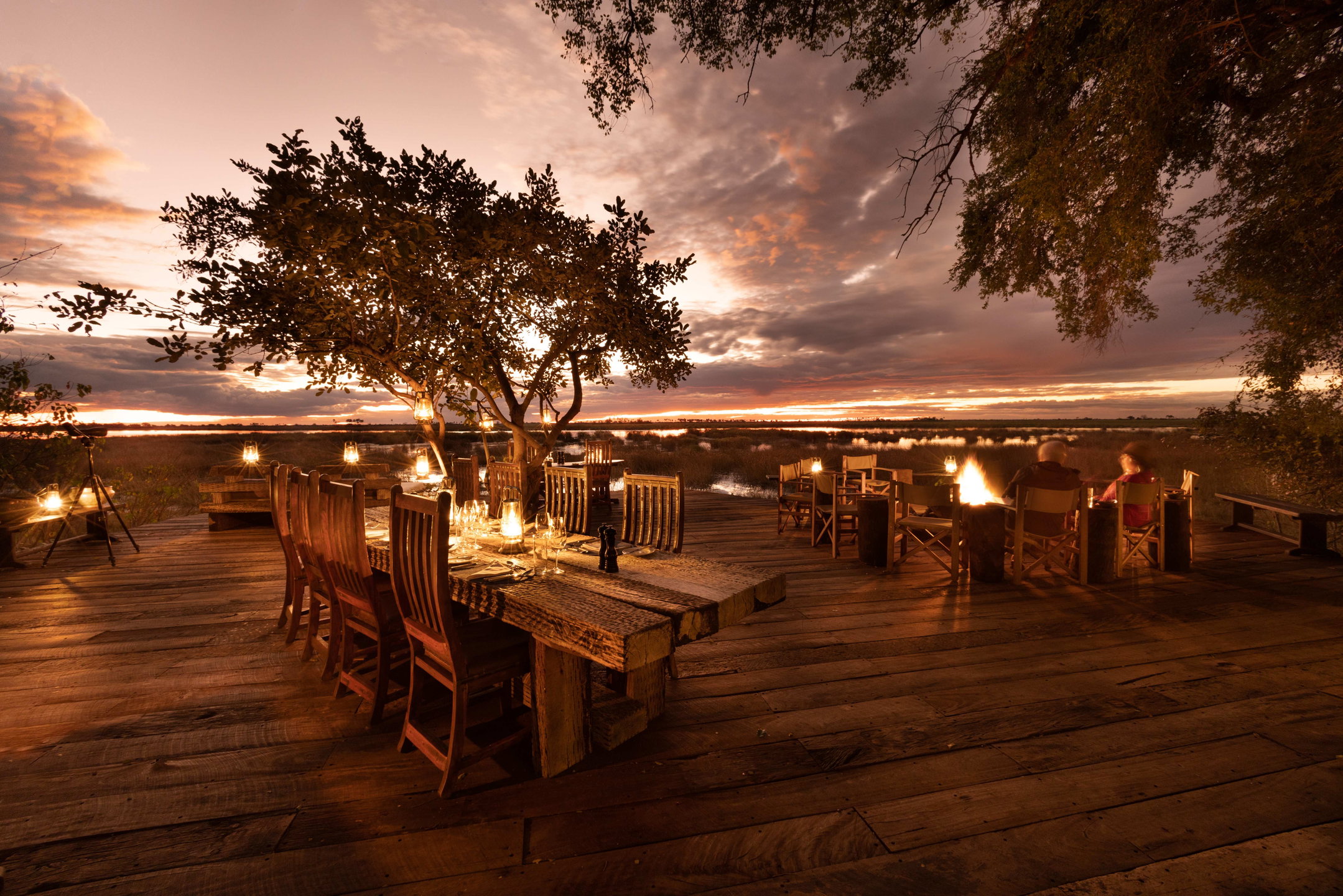 Main decking at zarafa camp in the Selinda Reserve