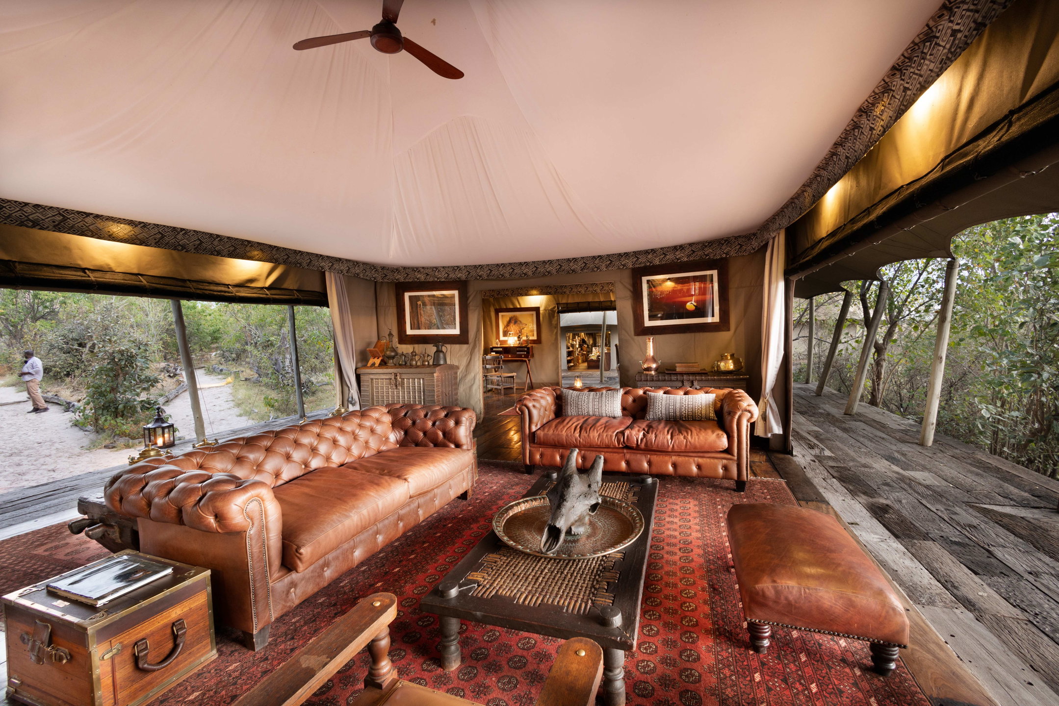 Lounge area at Zarafa Camp in the Selinda Reserve