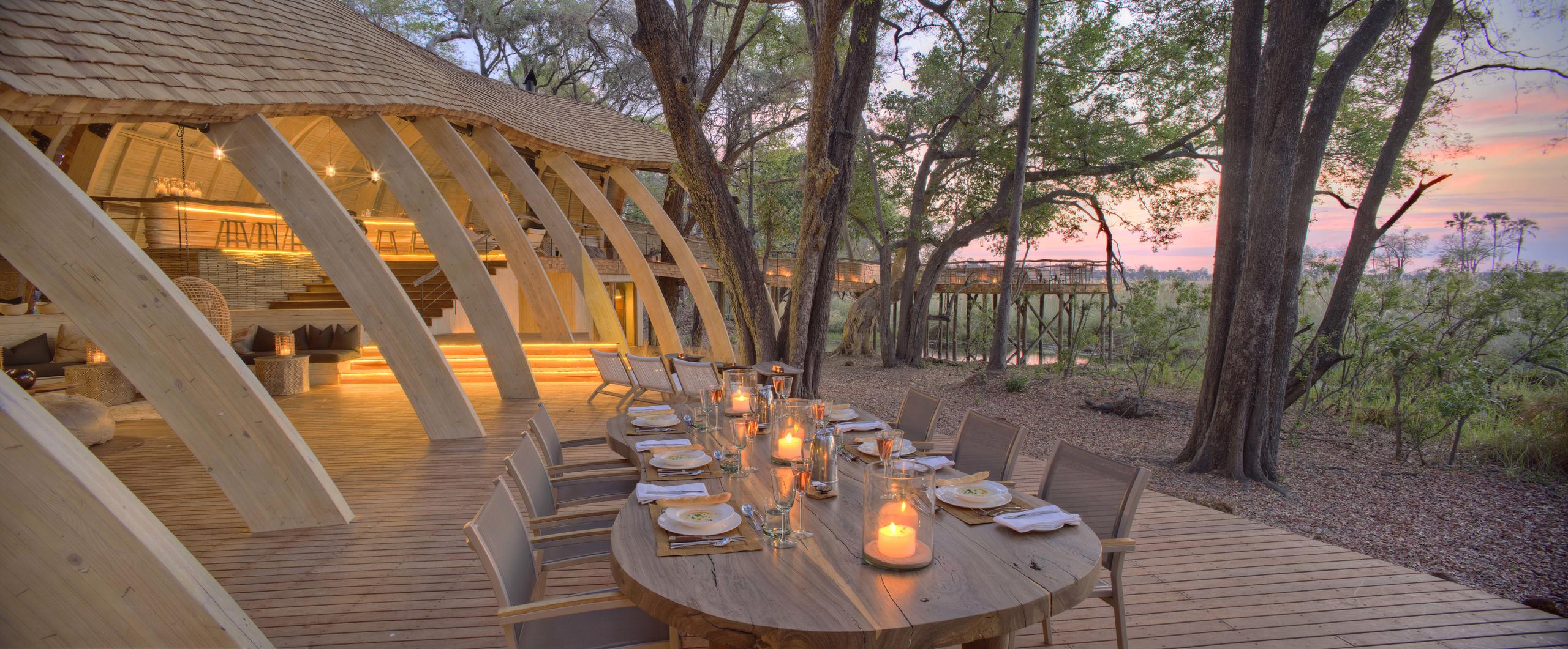 Dining area at sandibe okavango safari lodge