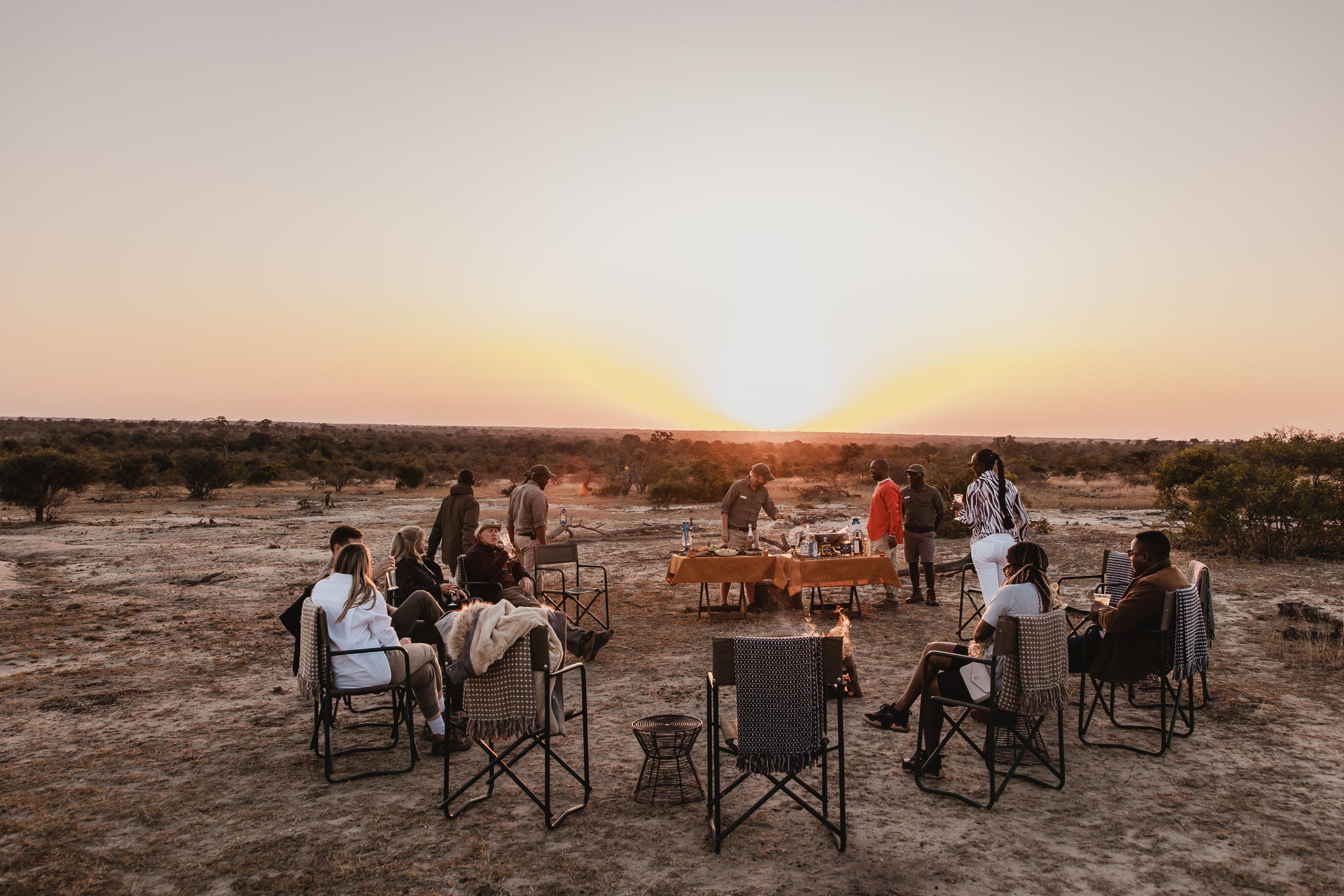 Sundowners on safari at Tanda Tula safari camp